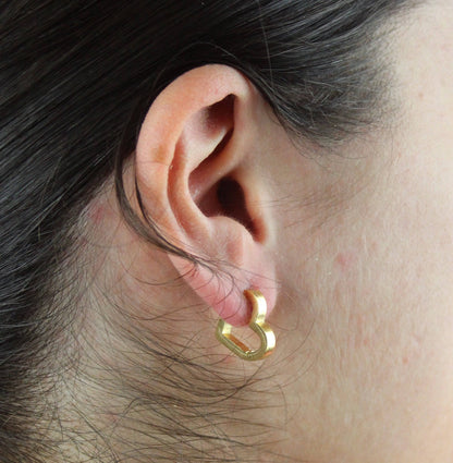 Heart Huggie Hoop Earrings (Gold Plated)