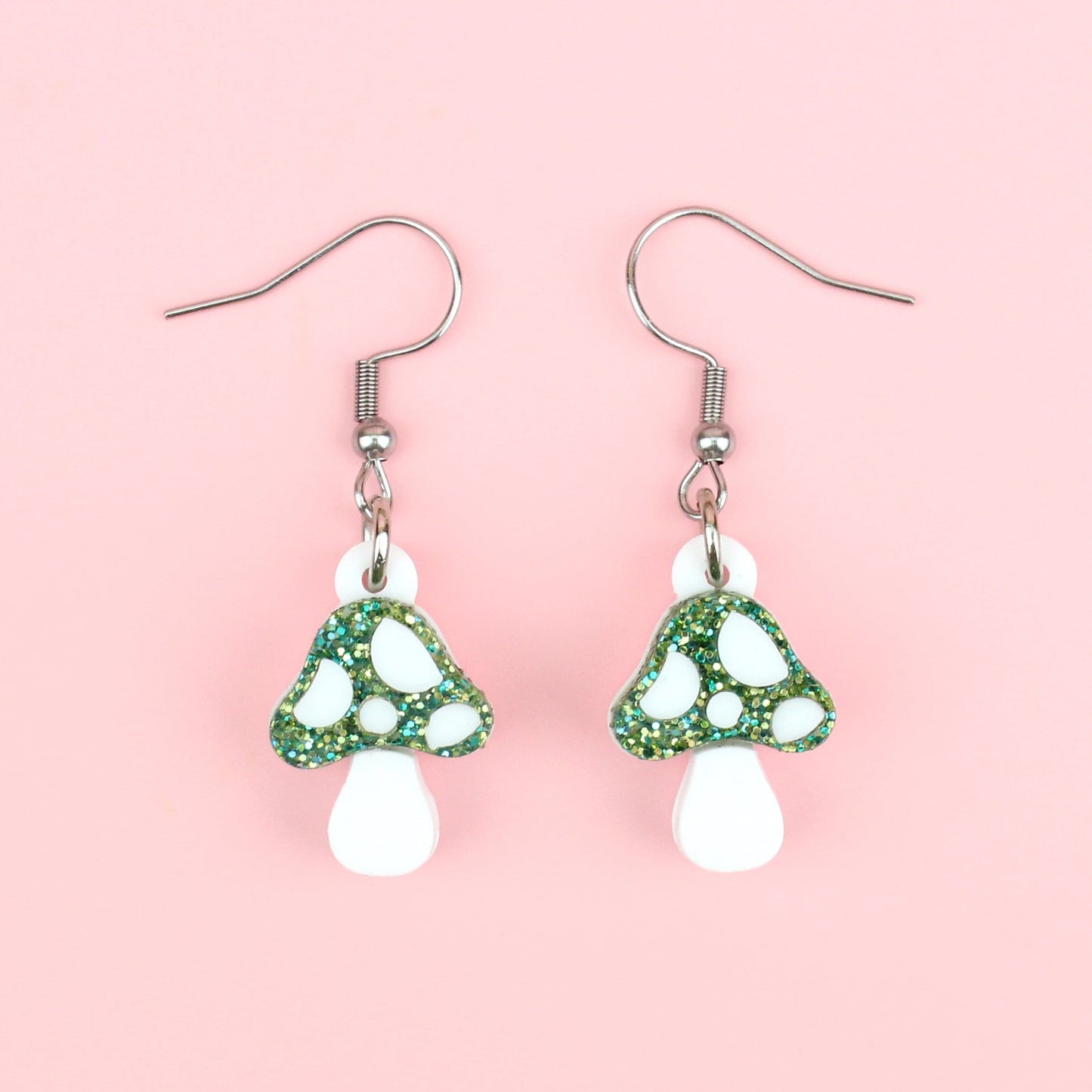 Green Mini Magic Mushroom Earrings