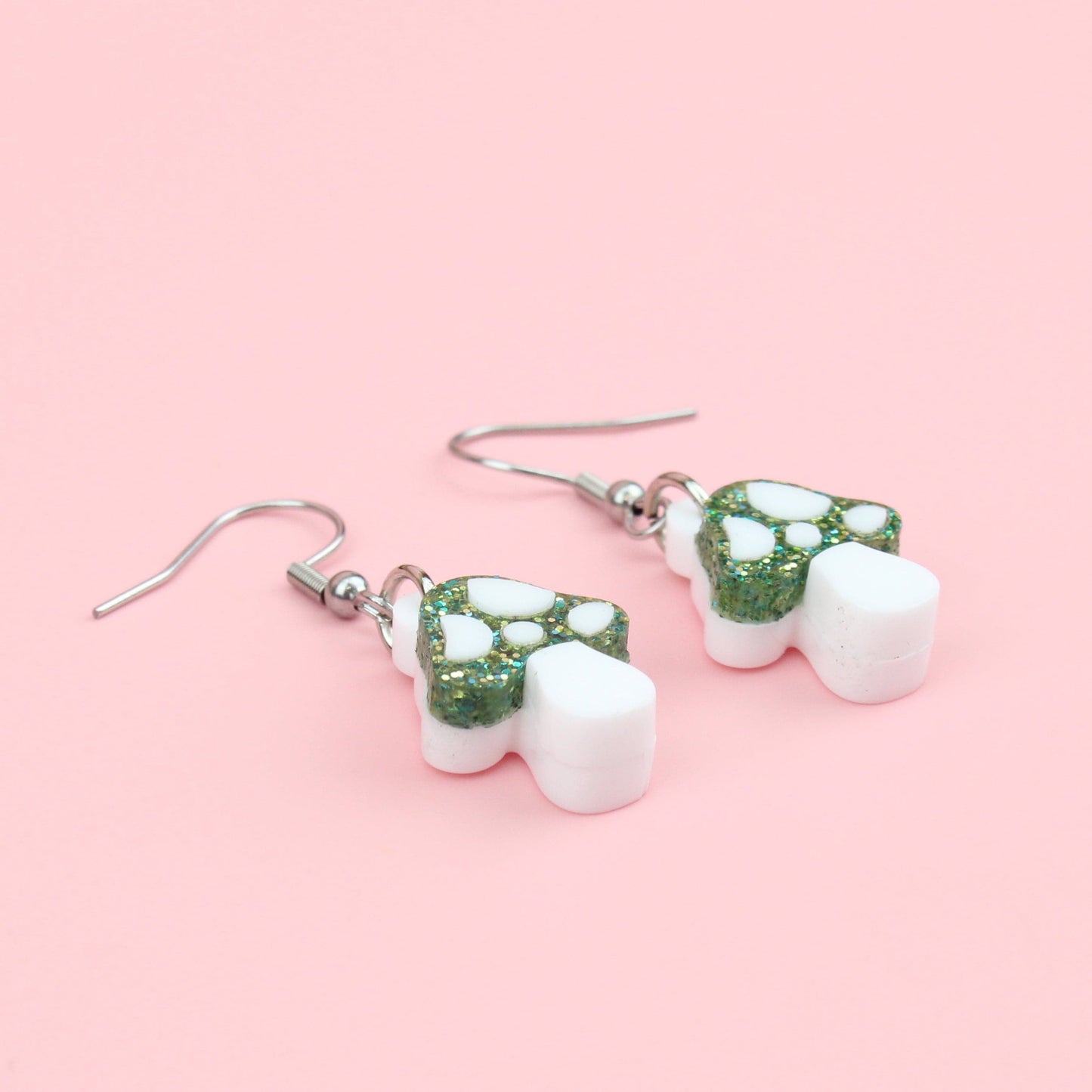 Green Mini Magic Mushroom Earrings