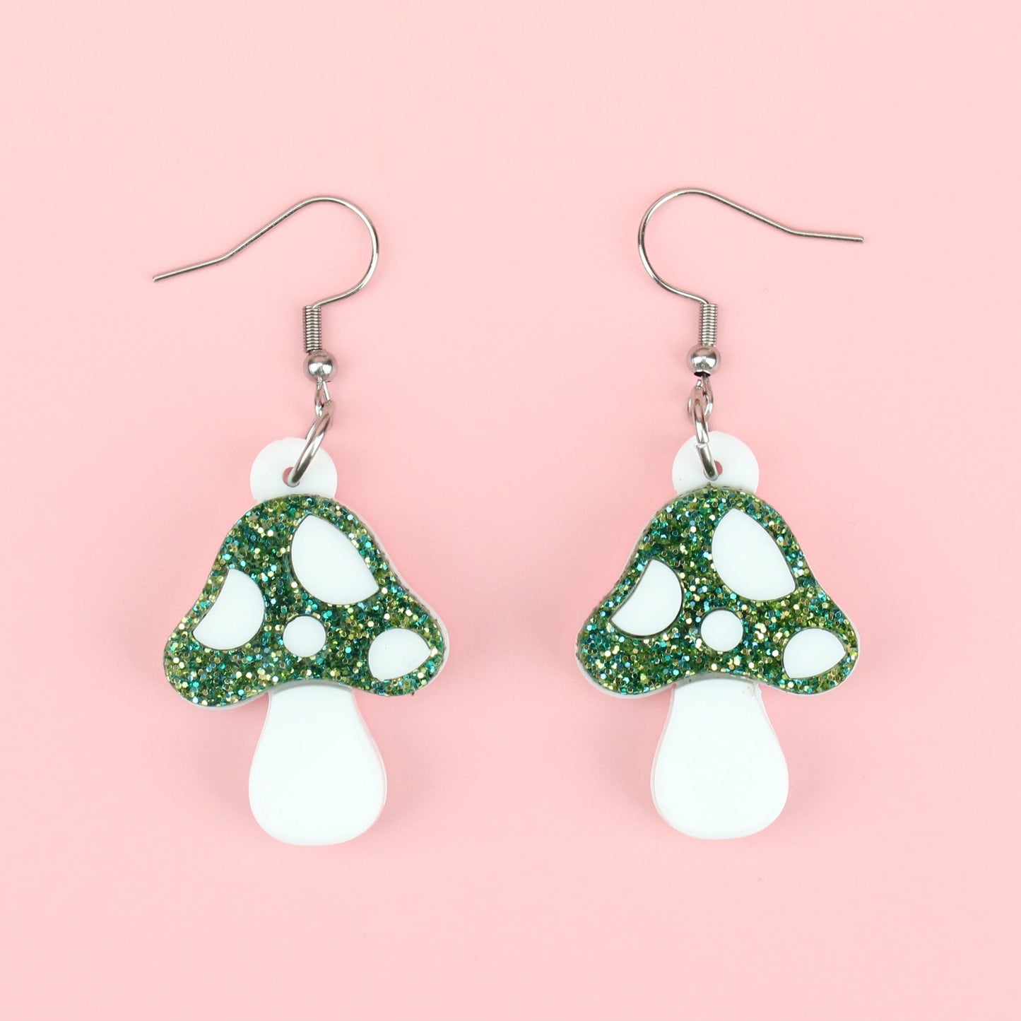 Green Magic Mushroom Earrings