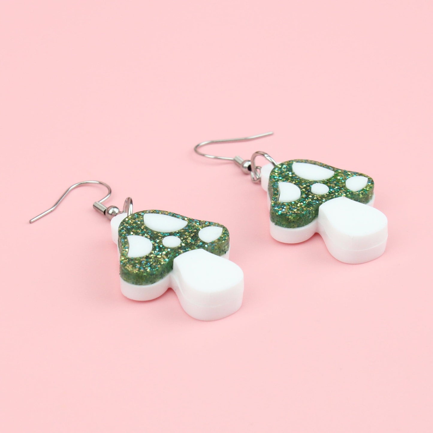 Green Magic Mushroom Earrings