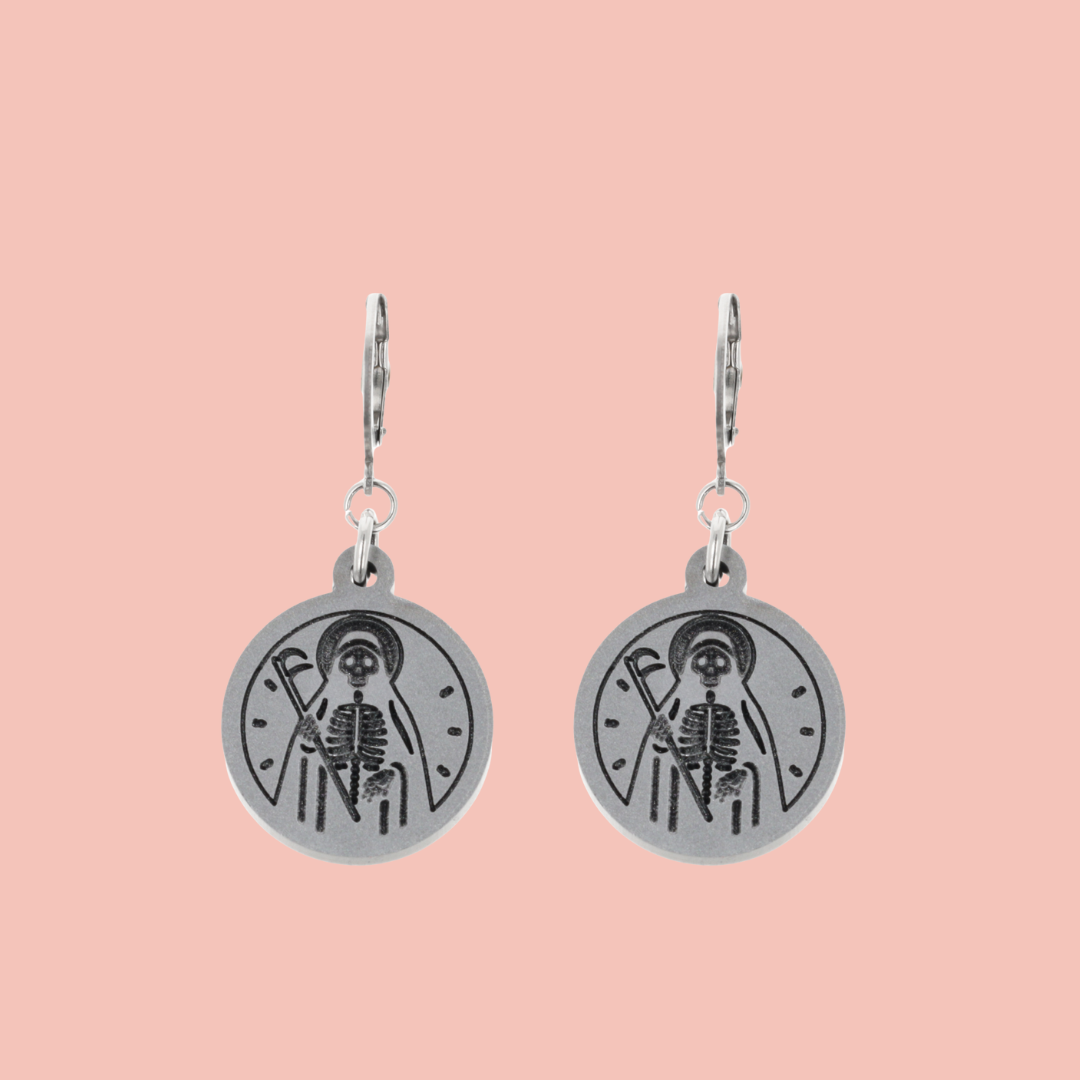 Grim Reaper Huggie Hoop Earrings