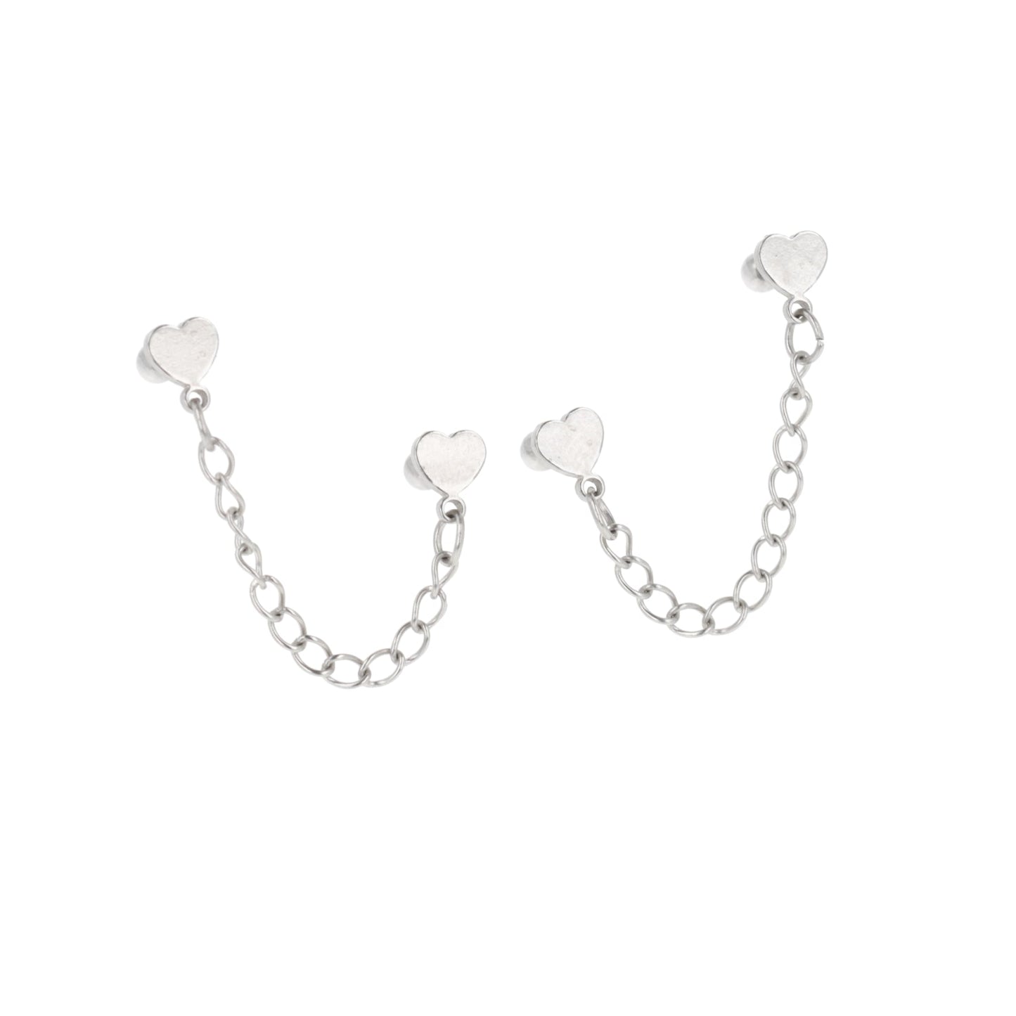 Heart Chain Double Stud Earrings