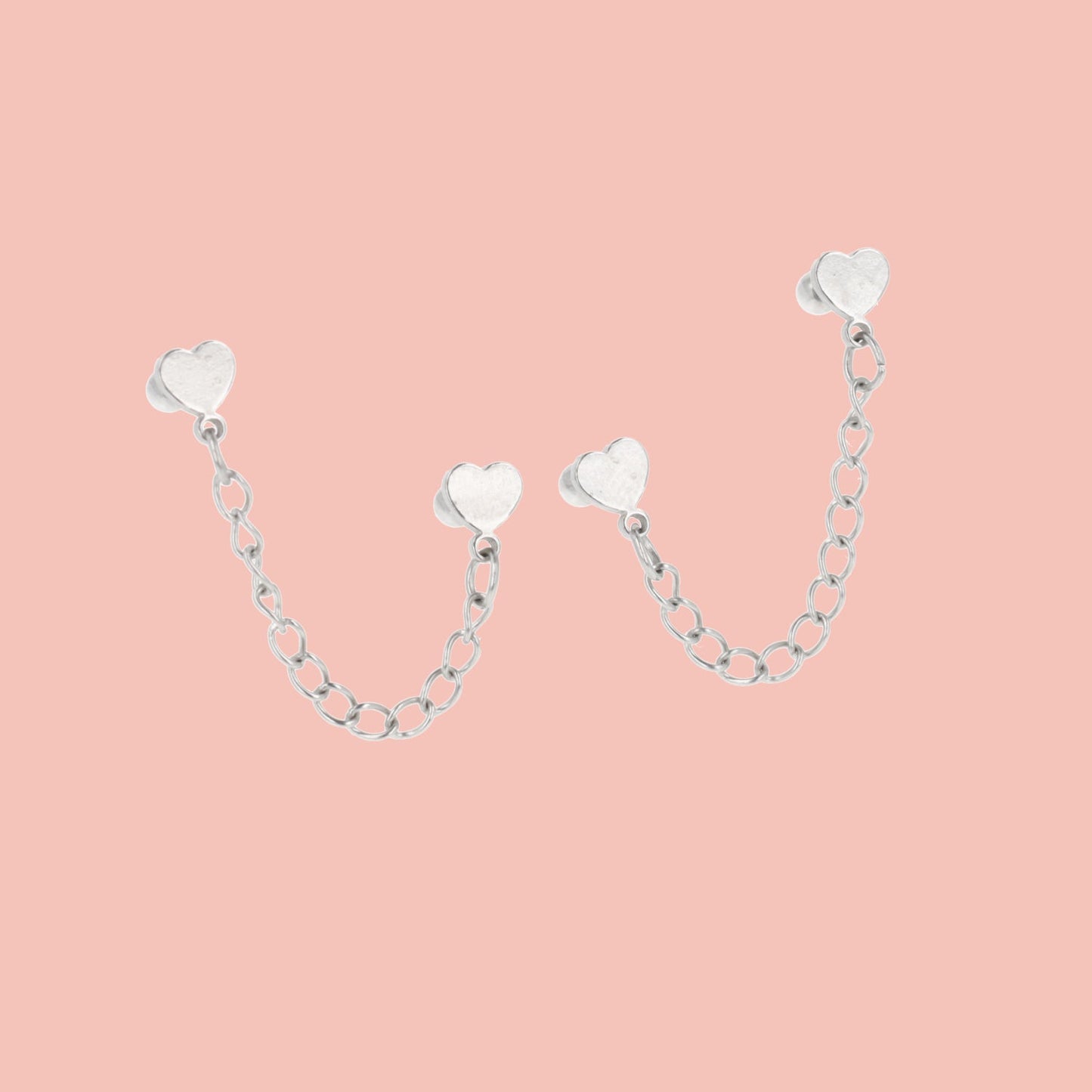 Heart Chain Double Stud Earrings