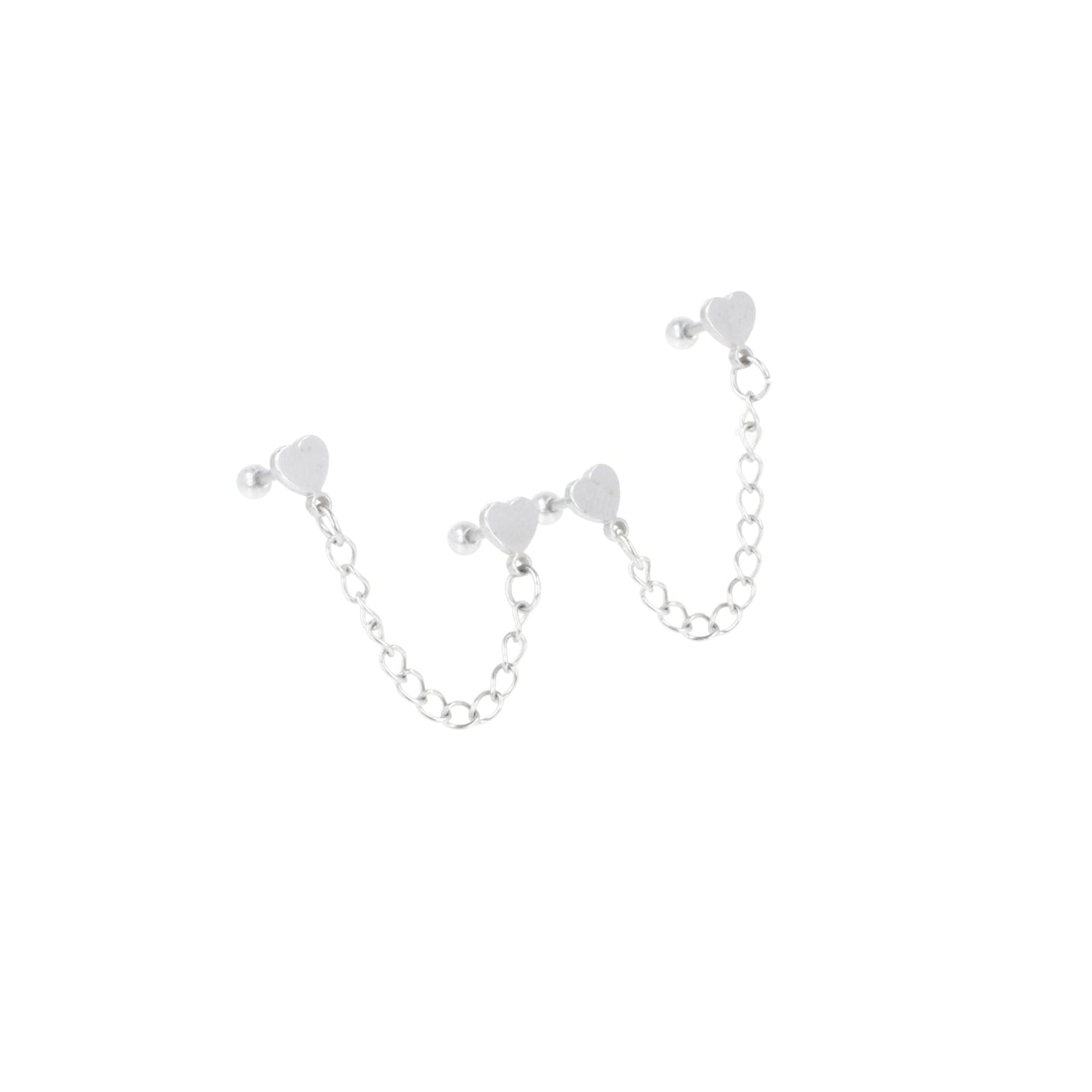 Heart Chain Double Stud Earrings