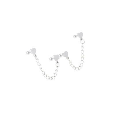 Heart Chain Double Stud Earrings