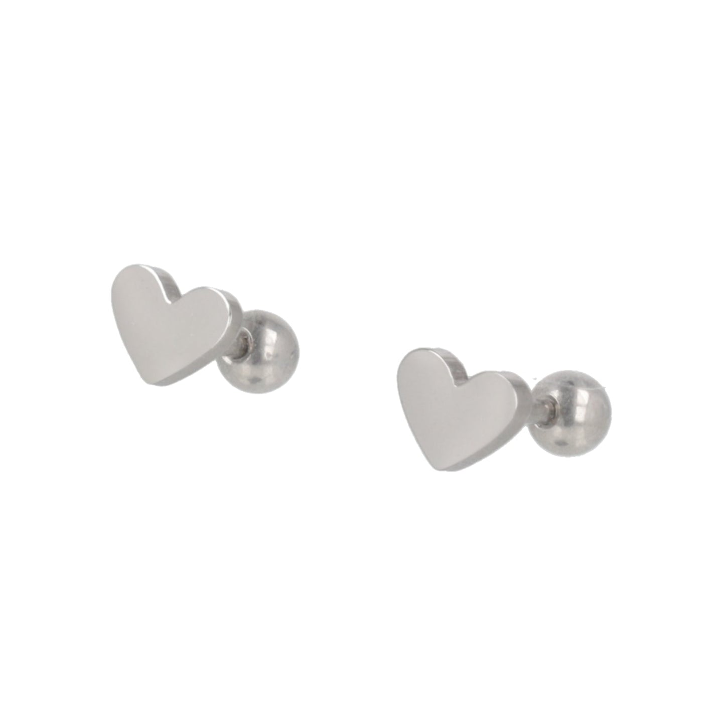 Heart Screw On Stud Earrings