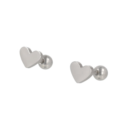 Heart Screw On Stud Earrings
