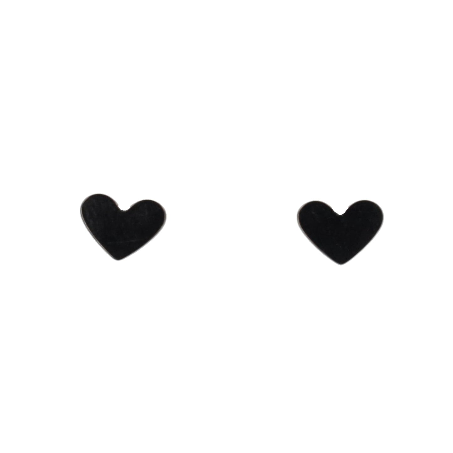 Heart Screw On Stud Earrings - Black