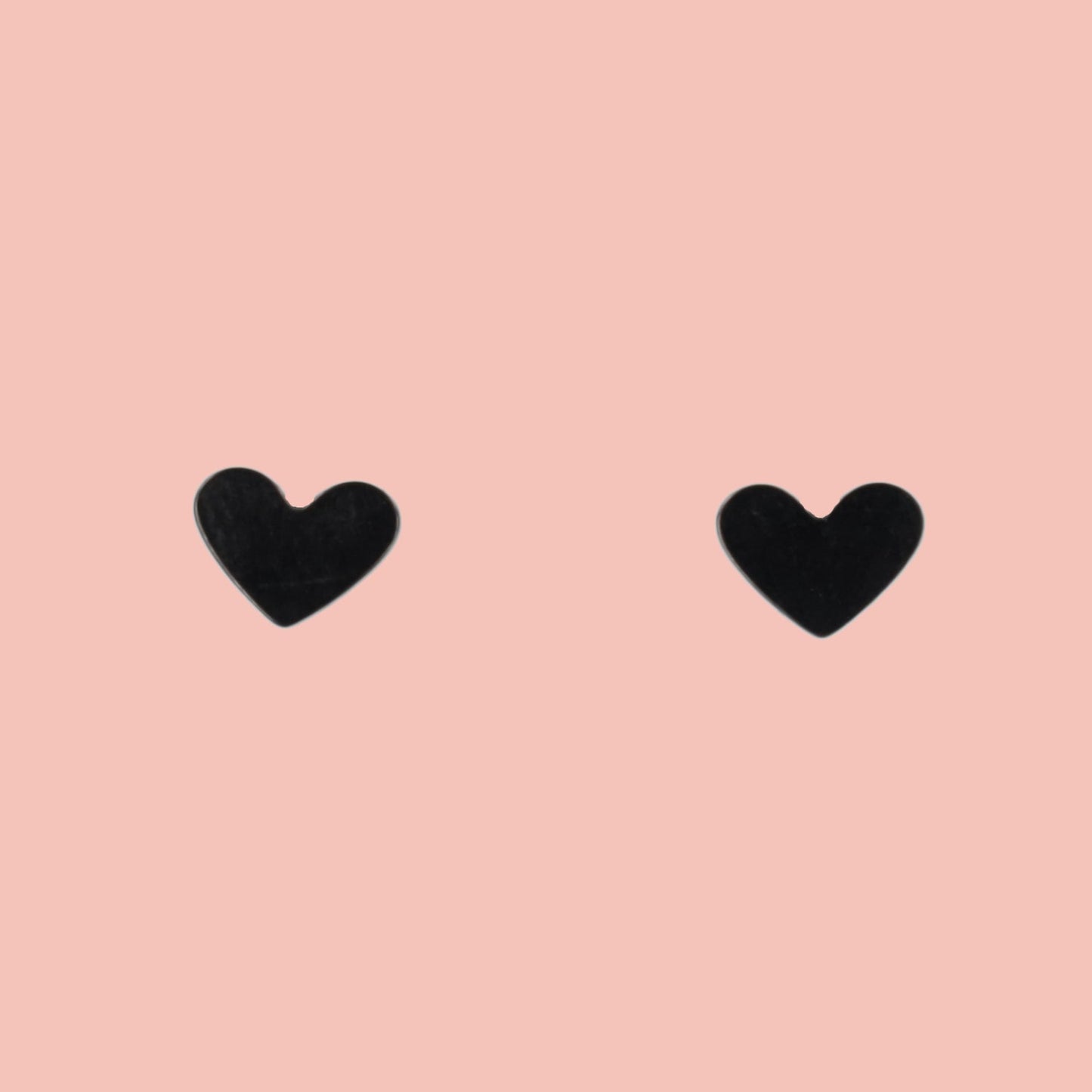 Heart Screw On Stud Earrings - Black