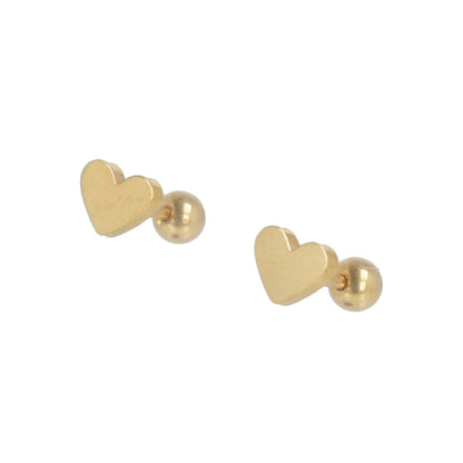 Heart Screw On Stud Earrings - Gold Plated