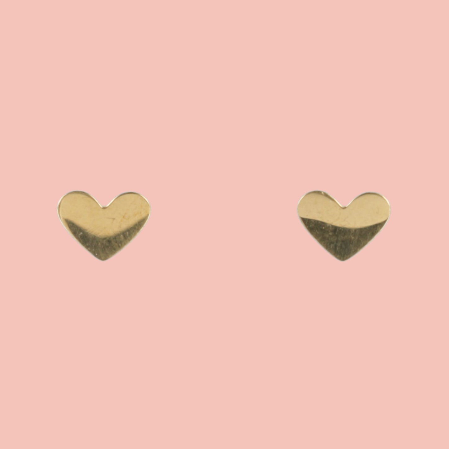 Heart Screw On Stud Earrings - Gold Plated